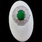 انگشتر زمرد الماس تراش نقره زنانه طرح ساحله - Image 2