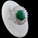 انگشتر زمرد الماس تراش نقره زنانه طرح ساران