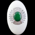 انگشتر زمرد الماس تراش نقره زنانه طرح ساران - Image 2