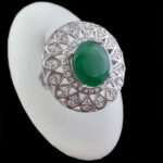 انگشتر زمرد الماس تراش نقره زنانه طرح سارای