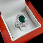 انگشتر زمرد الماس تراش نقره زنانه طرح انسیه - Image 3