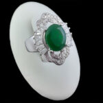 انگشتر زمرد الماس تراش نقره زنانه طرح انسیه