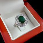 انگشتر زمرد الماس تراش نقره زنانه طرح انیس - Image 4