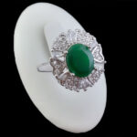 انگشتر زمرد الماس تراش نقره زنانه طرح انیس