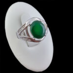 انگشتر زمرد الماس تراش نقره زنانه طرح تحفه