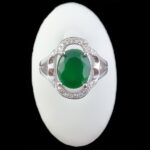 انگشتر زمرد الماس تراش نقره زنانه طرح سالینا - Image 4