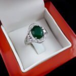 انگشتر زمرد الماس تراش نقره زنانه طرح سالینا - Image 3