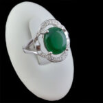 انگشتر زمرد الماس تراش نقره زنانه طرح سالینا