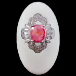 انگشتر یاقوت سرخ الماس تراش نقره زنانه طرح انسیه ۱ - Image 2