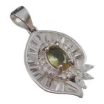 گردنبند الکساندریت الماس تراش نقره زنانه طرح حاتمه