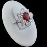 انگشتر گارنت اصل نقره زنانه طرح زمانه