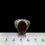 انگشتر گارنت نقره مردانه طرح دور طلایی خسرو - Image 3