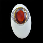 انگشتر گارنت نقره مردانه طرح دور طلایی خسرو - Image 2