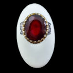 انگشتر گارنت نقره مردانه طرح دور طلایی خشایار - Image 6