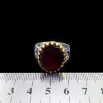 انگشتر گارنت نقره مردانه طرح دور طلایی خشایار - Image 3