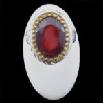 انگشتر گارنت نقره مردانه طرح دور طلایی خسروزاد - Image 2