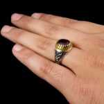 انگشتر گارنت نقره مردانه طرح دور طلایی سلام بر حسین (ع) - Image 5