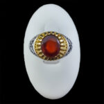 انگشتر گارنت نقره مردانه طرح دور طلایی سلام بر حسین (ع) - Image 2