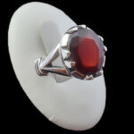 انگشتر گارنت الماس تراش نقره مردانه طرح خشنود