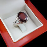 انگشتر گارنت الماس تراش نقره مردانه طرح خشنود - Image 2