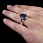 انگشتر گارنت الماس تراش نقره مردانه طرح خشنود - Image 5