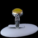 انگشتر شرف الشمس نقره مردانه طرح دورطلایی حجت + حکاکی - Image 3