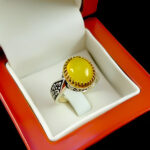 انگشتر شرف الشمس نقره مردانه طرح دورطلایی حجت + حکاکی - Image 5