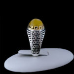 انگشتر شرف الشمس نقره مردانه طرح دورطلایی مهرداد + حکاکی - Image 5