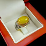 انگشتر شرف الشمس نقره مردانه طرح دورطلایی مهرداد + حکاکی - Image 3