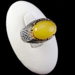 انگشتر شرف الشمس نقره مردانه طرح دورطلایی مهرداد + حکاکی - Image 7