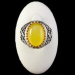 انگشتر شرف الشمس نقره مردانه طرح دورطلایی محمد رسول الله(ص) + حکاکی - Image 5