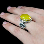 انگشتر شرف الشمس نقره مردانه طرح دورطلایی نوید + حکاکی - Image 4