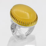 انگشتر شرف الشمس نقره مردانه طرح دورطلایی فاخر یزدان + حکاکی - Image 2