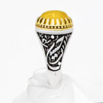 انگشتر شرف الشمس نقره مردانه طرح دورطلایی سلام بر حسین + حکاکی - Image 2