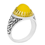 انگشتر شرف الشمس نقره مردانه طرح دورطلایی سلام بر حسین + حکاکی