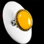 انگشتر شرف الشمس نقره مردانه طرح دور طلایی ویژه + حکاکی