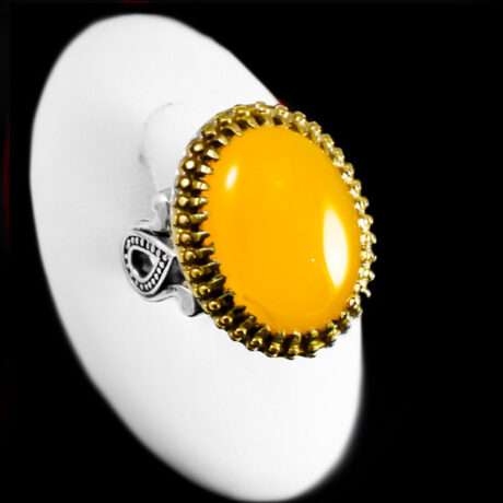 انگشتر شرف الشمس نقره مردانه طرح دور طلایی ویژه + حکاکی