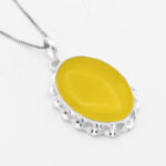 گردنبند شرف الشمس بیضی بزرگ طرح پیچک دست ساز + حکاکی - Image 3