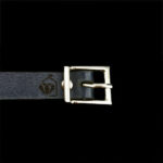 دستبند نقره چرم طبیعی طرح سرمه ای بلند کلاسیک زنانه و مردانه با نگین حدید صینی+ حکاکی - Image 4