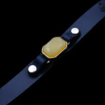 دستبند شرف الشمس نقره چرم طبیعی سرمه ای بلند کلاسیک + حکاکی - Image 2