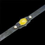 دستبند شرف الشمس زنانه نقره چرم طبیعی طرح سرمه ای الینا + حکاکی - Image 3