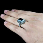 انگشتر حدید صینی نقره مردانه طرح کلاسیک رهبری + حکاکی - Image 4