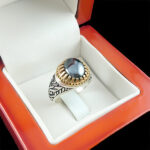 انگشتر حدید نقره مردانه طرح دورطلایی یا حسین (ع) + حکاکی - Image 5