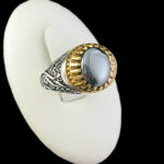 انگشتر حدید نقره مردانه طرح دورطلایی یا حسین (ع) + حکاکی