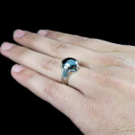 انگشتر حدید نقره مردانه طرح چهارچنگ دادبان + حکاکی - Image 2