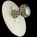 انگشتر حدید نقره مردانه طرح دورطلایی دادار + حکاکی