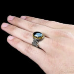 انگشتر حدید نقره مردانه طرح دورطلایی دادار + حکاکی - Image 5