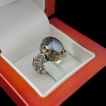 انگشتر حدید نقره مردانه طرح دورطلایی دادار + حکاکی - Image 2