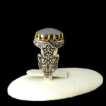 انگشتر حدید نقره مردانه طرح دورطلایی دادار + حکاکی - Image 3