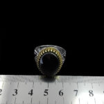 انگشتر حدید صینی نقره مردانه طرح دورطلایی آریافر + حکاکی‌‌‌ - Image 3